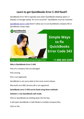Learn to get QuickBooks Error C-343 fixed