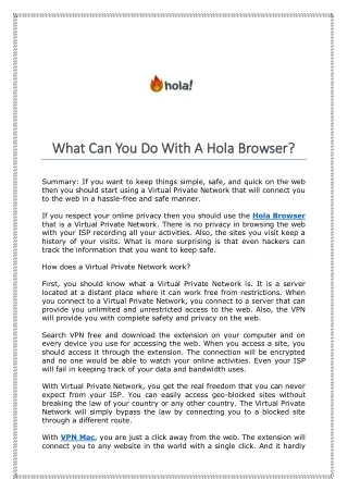 what can you do with a hola browser what
