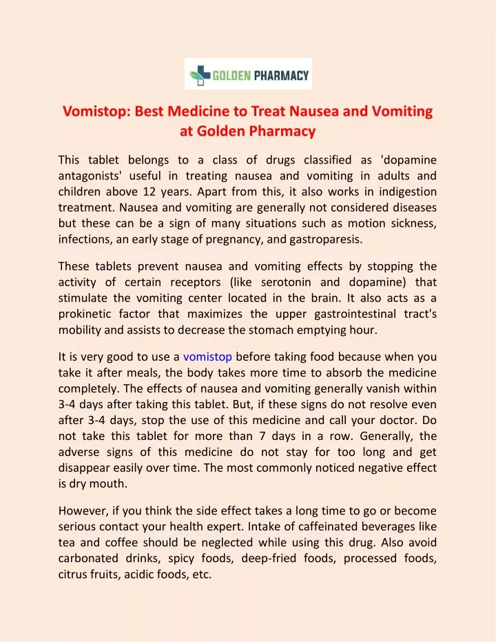 vomistop best medicine to treat nausea