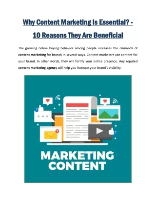 Why Content Marketing Is Essential? - 10 Reasons They Are Beneficial