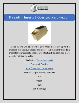 Threading Inserts | Overstockcarbide.com