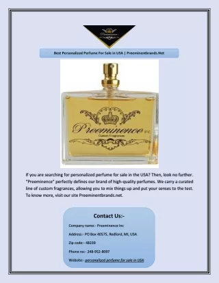 Best Personalized Perfume For Sale in USA | Preeminentbrands.Net