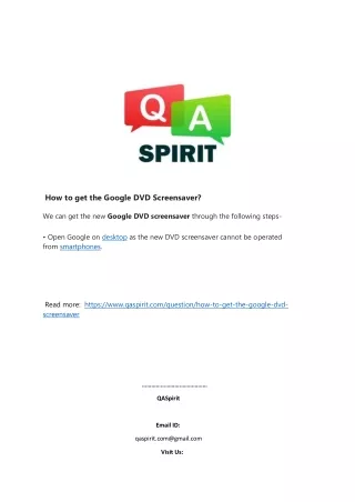 how to get the google dvd screensaver