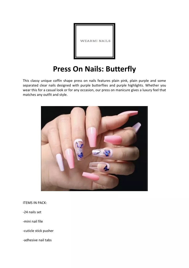 press on nails butterfly