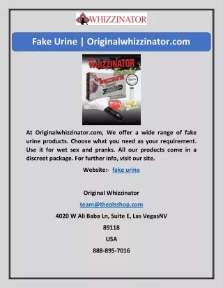 Fake Urine | Originalwhizzinator.com