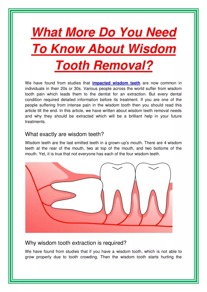 what more do you need to know about wisdom tooth