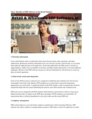 top 6 benefits of erp software in the retail