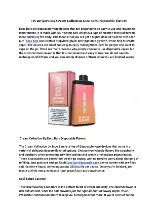 try invigorating cream collection esco bars