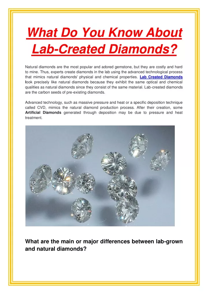 what do you know about lab created diamonds