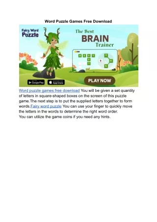 Word Puzzle Games Free Download