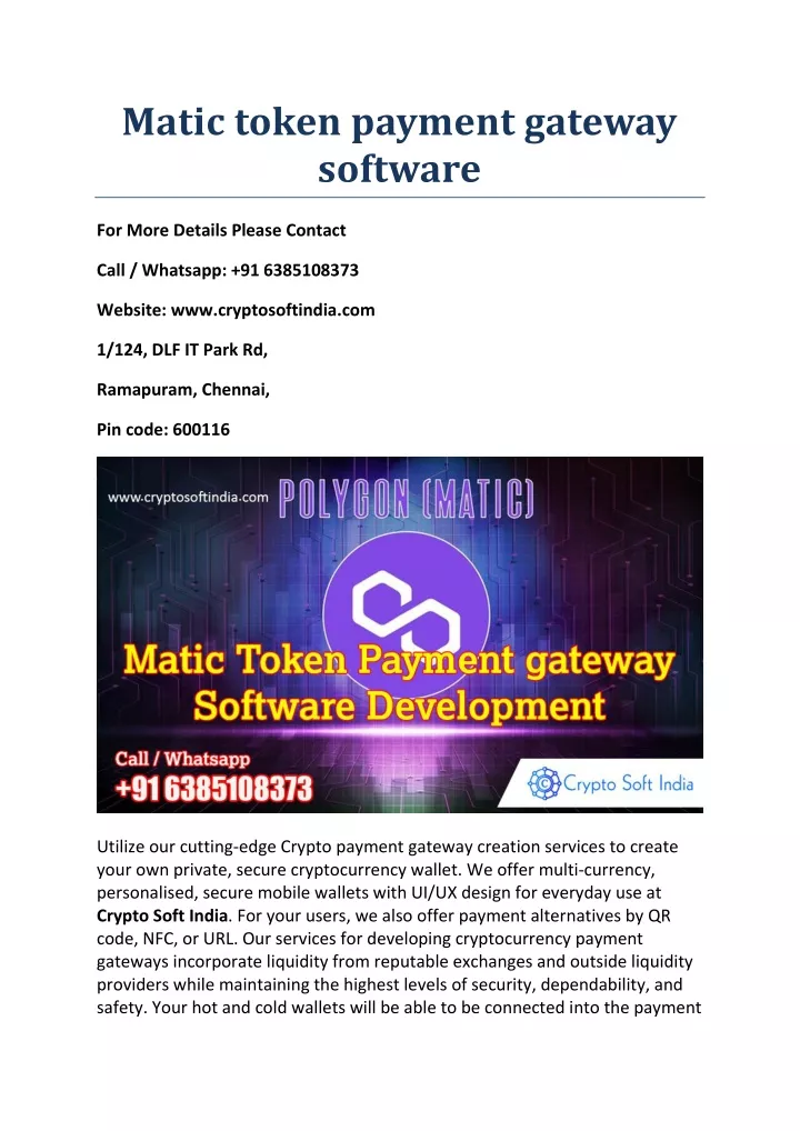 matic token payment gateway software