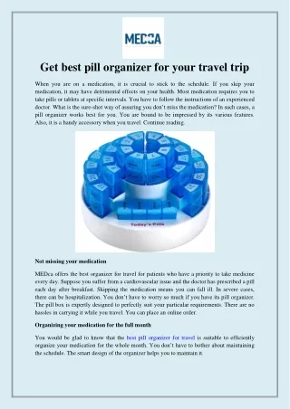 Get best pill organizer for your travel trip