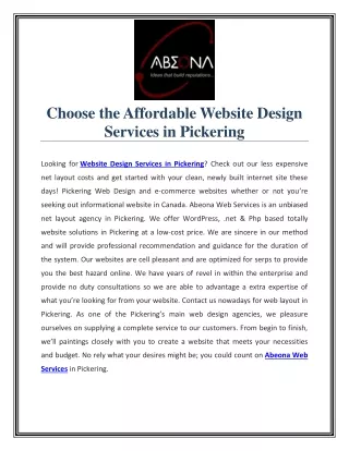 choose the affordable website design services