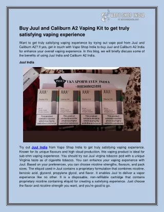 buy juul and caliburn a2 vaping kit to get truly