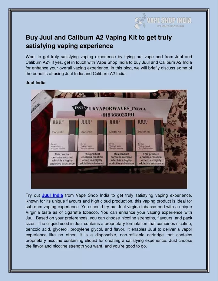 buy juul and caliburn a2 vaping kit to get truly