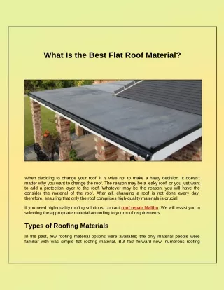 What Is the Best Material for a Flat Roof?