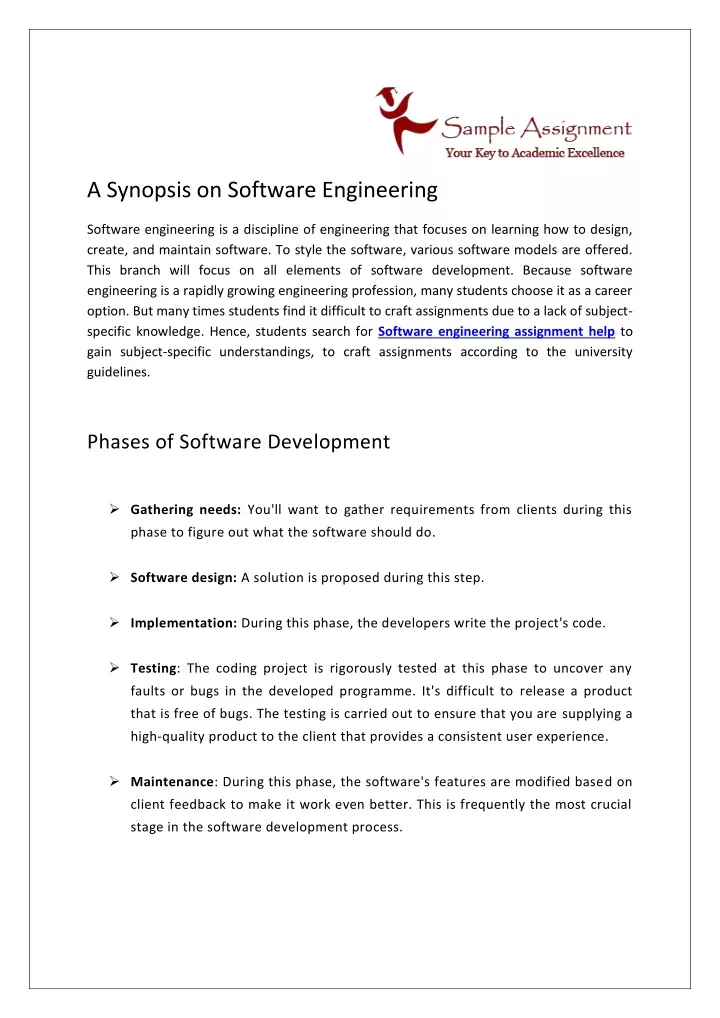 a synopsis on software engineering