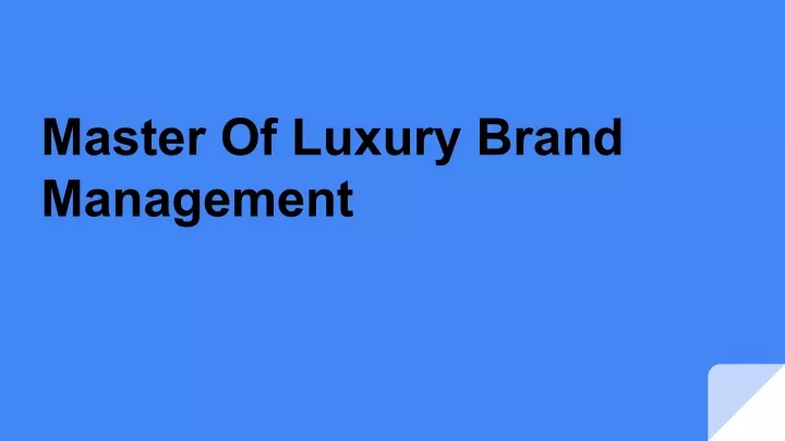 master of luxury brand management