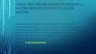 What are the Reasons to Choose a Maths Private Tutor to Learn Maths