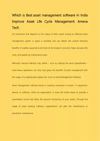 which is best which is best asset management