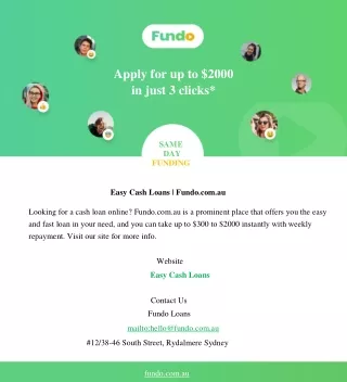 Easy Cash Loans | Fundo.com.au