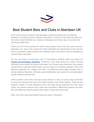 Best Student Bars and Clubs in Aberdeen UK