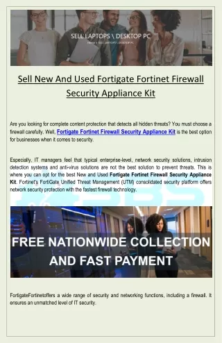 Sell New And Used FortigateFortinet Firewall Security Appliance Kit