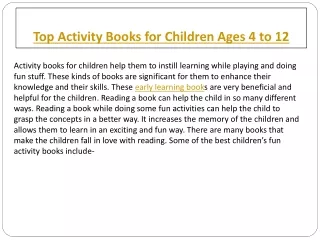 Top Activity Books for Children Ages 4 to 12