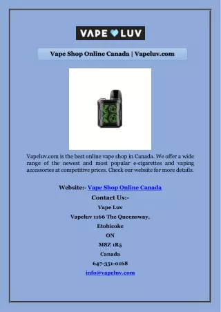 Vape Shop Online Canada | Vapeluv.com