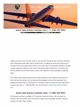 Azores Sata Airlines Customer Care