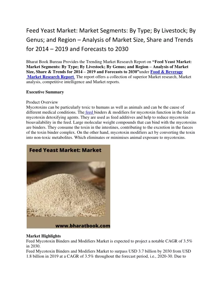 feed yeast market market segments by type