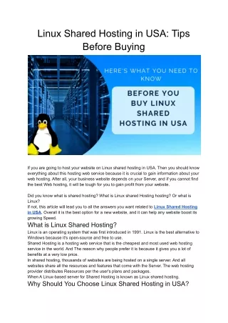 linux shared hosting in usa tips before buying