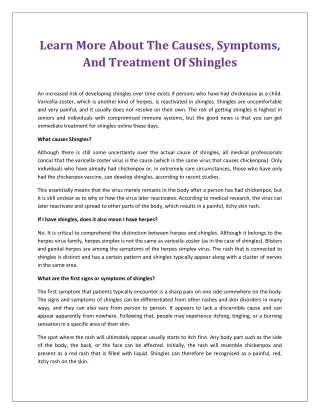 Learn More About The Causes, Symptoms, And Treatment Of Shingles