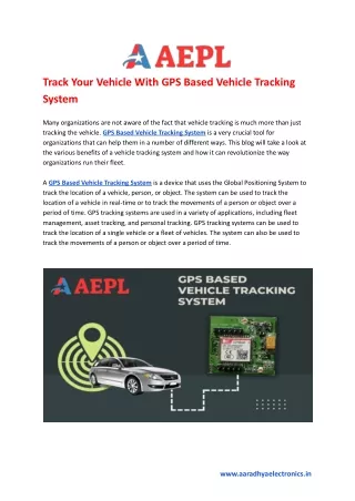 Track Your Vehicle With GPS Based Vehicle Tracking System