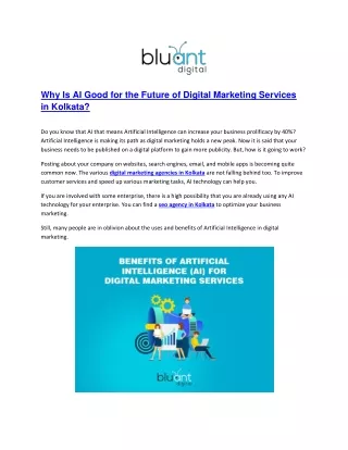 Why is AI Good for the Future of Digital Marketing Services in Kolkata - Bluant Digital