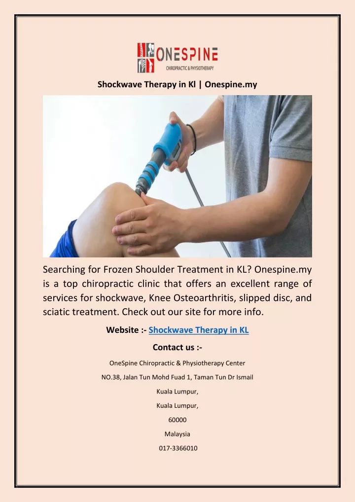 shockwave therapy in kl onespine my