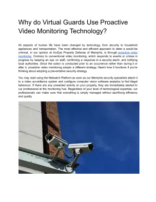 Why do Virtual Guards Use Proactive Video Monitoring Technology?