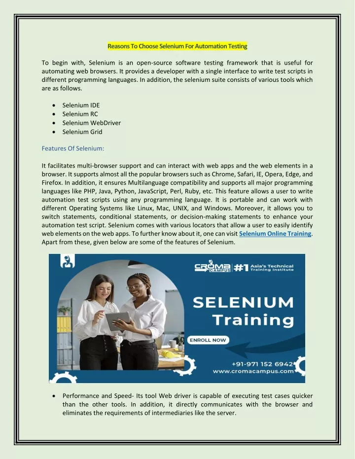 reasons to choose selenium for automation testing