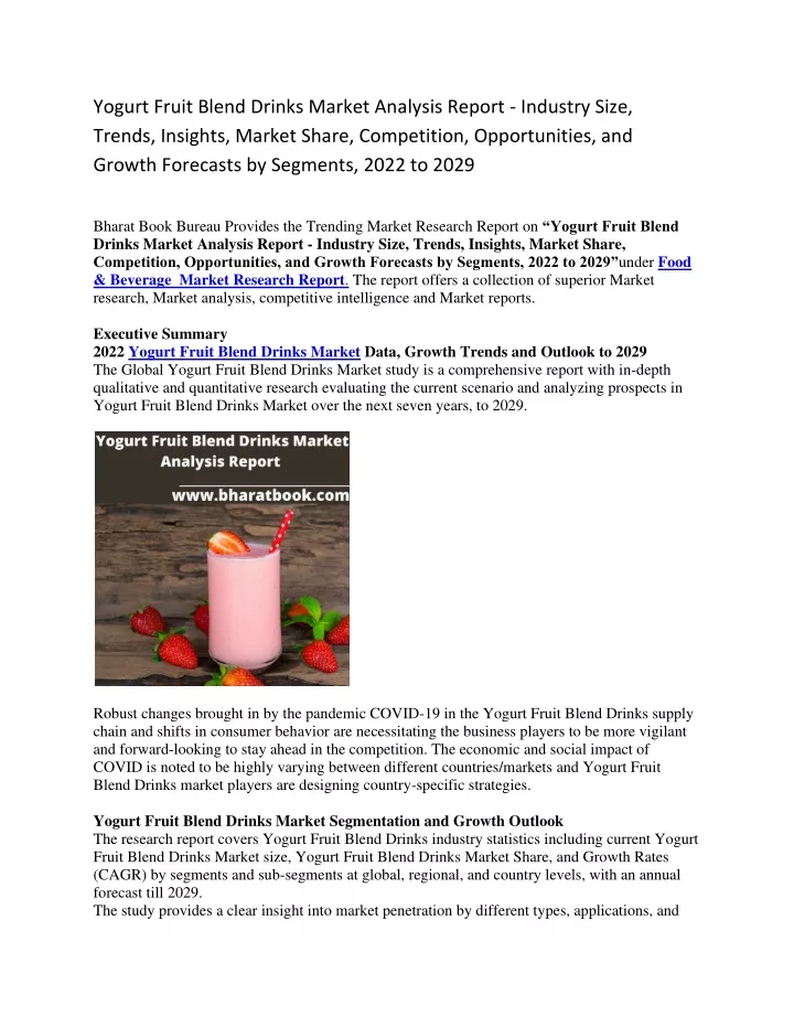 yogurt fruit blend drinks market analysis report