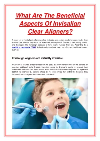 what are the beneficial aspects of invisalign