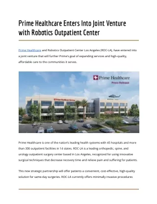 prime healthcare enters into joint venture with