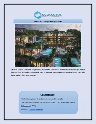 Mayakoba Land | Carzacapital.com