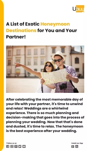 A List of Exotic Honeymoon Destinations for You and Your Partner