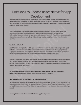 14 reasons to choose react native