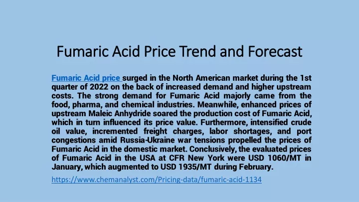 fumaric acid price trend and forecast