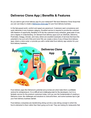 deliveroo clone app benefits features