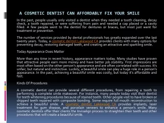 A Cosmetic Dentist Can Affordably Fix Your Smile