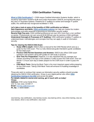 cisa certification training