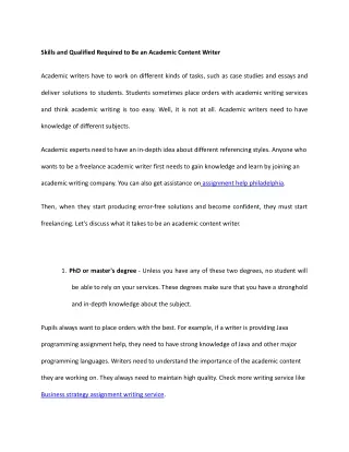 skills and qualified required to be an academic