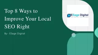 Top 8 Ways to Improve Your Local SEO Right ​